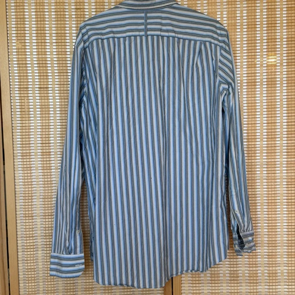 Banana Republic Mens XL Classic Fit Blue Striped Long Sleeve Button Down Shirt‎